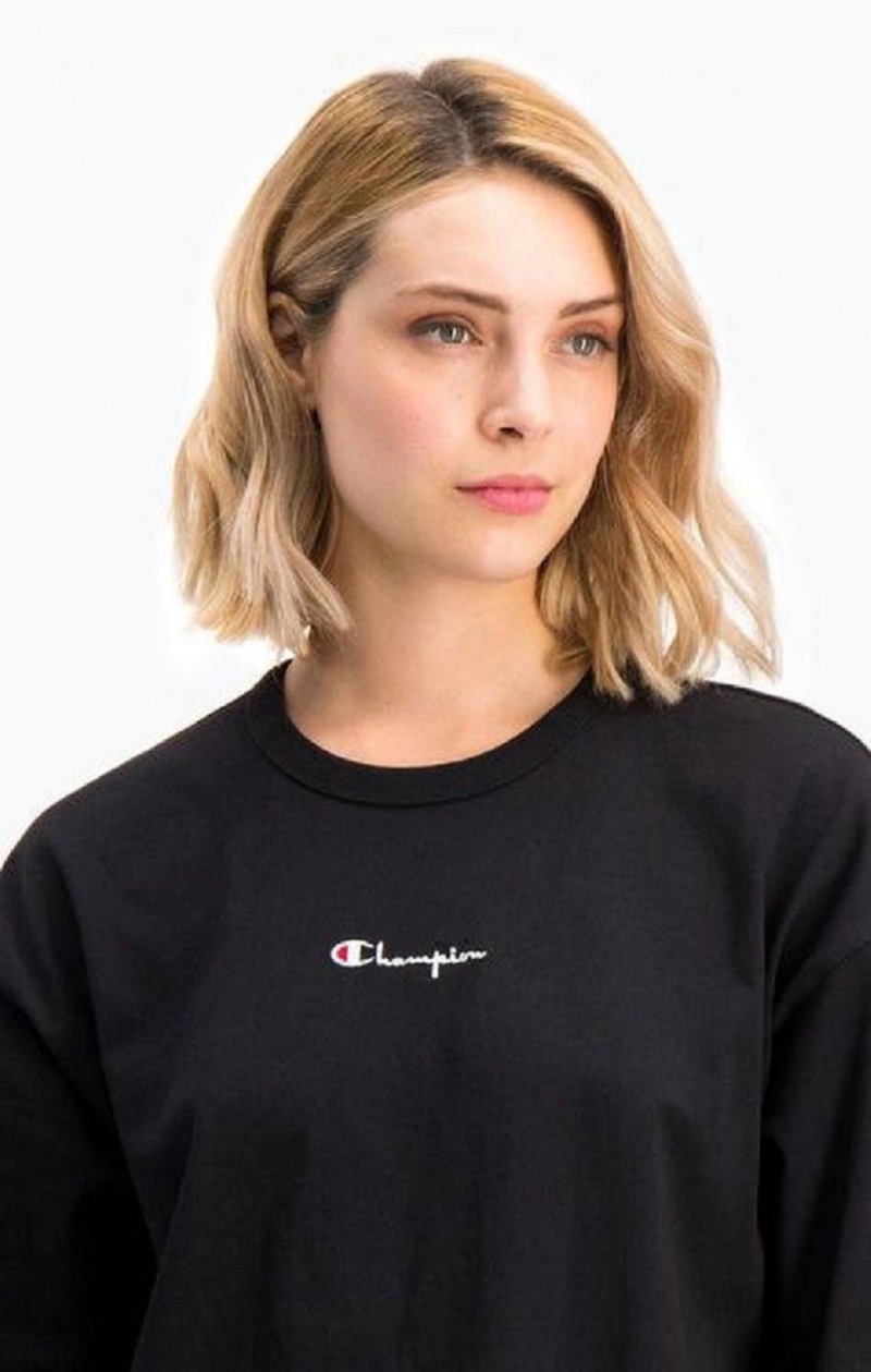 Champion Script Logo Midi T-Shirt Kjoler Kjole Dame Svarte | 5937-WVBPN