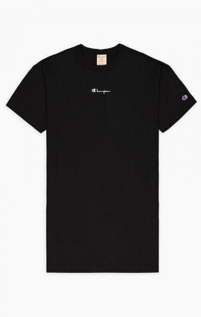 Champion Script Logo Midi T-Shirt Kjoler Kjole Dame Svarte | 5937-WVBPN