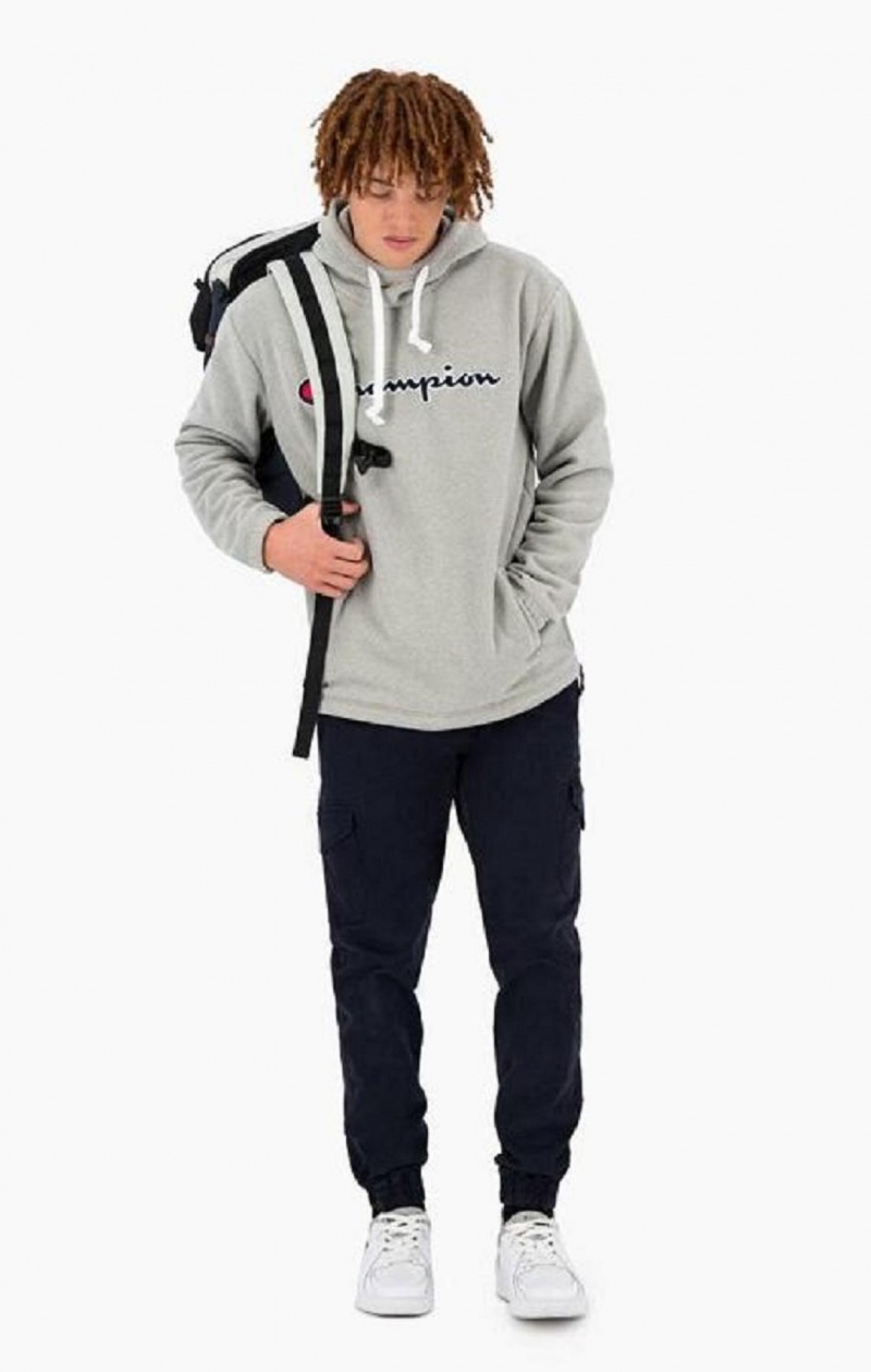 Champion Script Logo Polartech Fleece Hoodie Hettegenser Herre Lyse Grå | 4720-HXGSV