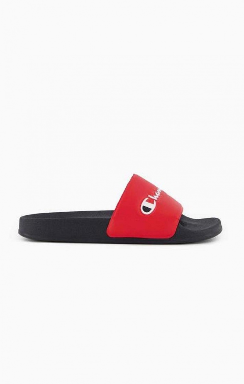 Champion Script Logo Pool Slides Badesandaler Herre Rød Svarte | 6745-KUNOV