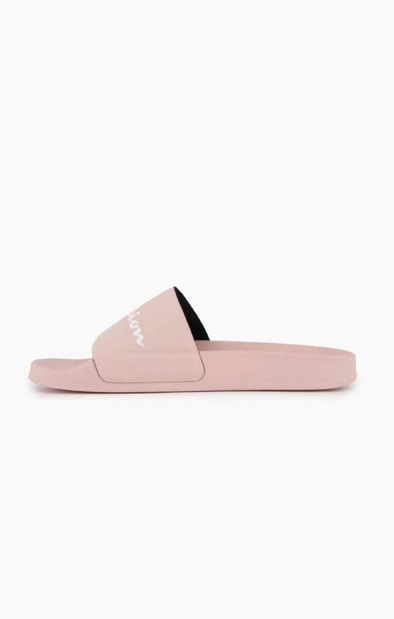 Champion Script Logo Pool Slides Badesandaler Dame Rosa | 4723-IQSJU