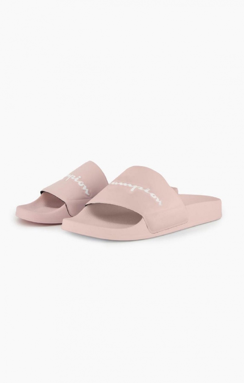 Champion Script Logo Pool Slides Badesandaler Dame Rosa | 4723-IQSJU