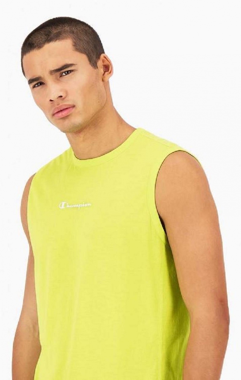 Champion Script Logo Print Jersey Tank Top T-skjorte Herre Olivengrønne Grønn | 6845-SBPAY