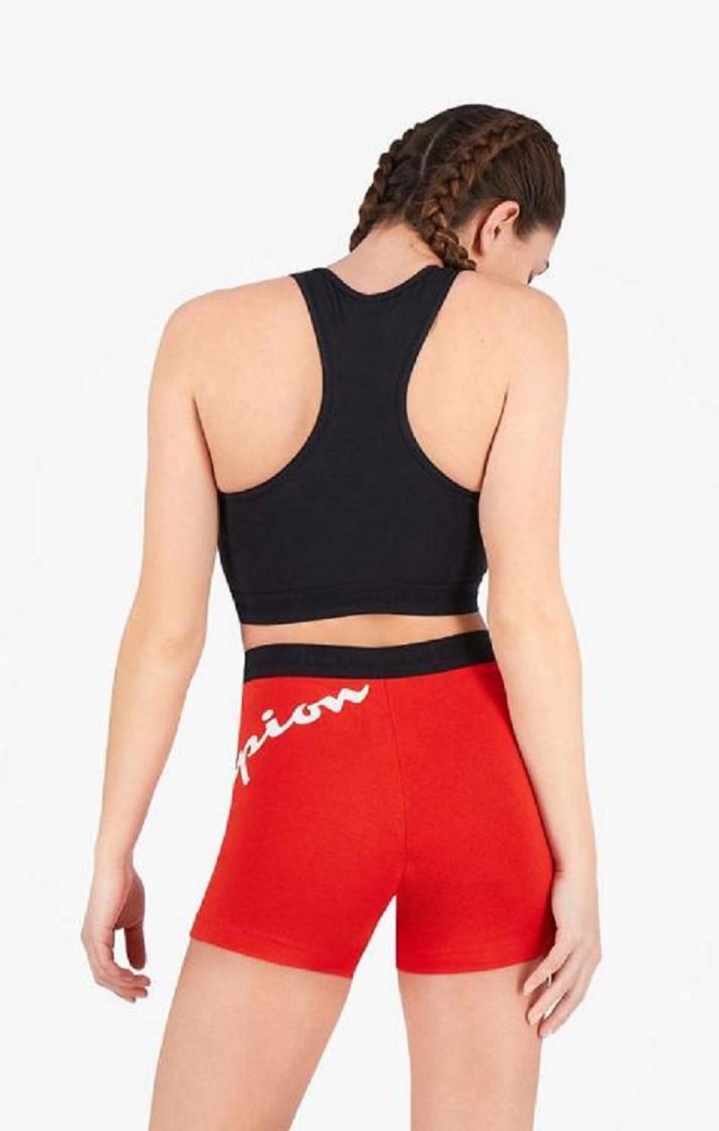 Champion Script Logo Print Racer Back Sports Bra Sports BH Dame Svarte | 3051-ZICTJ