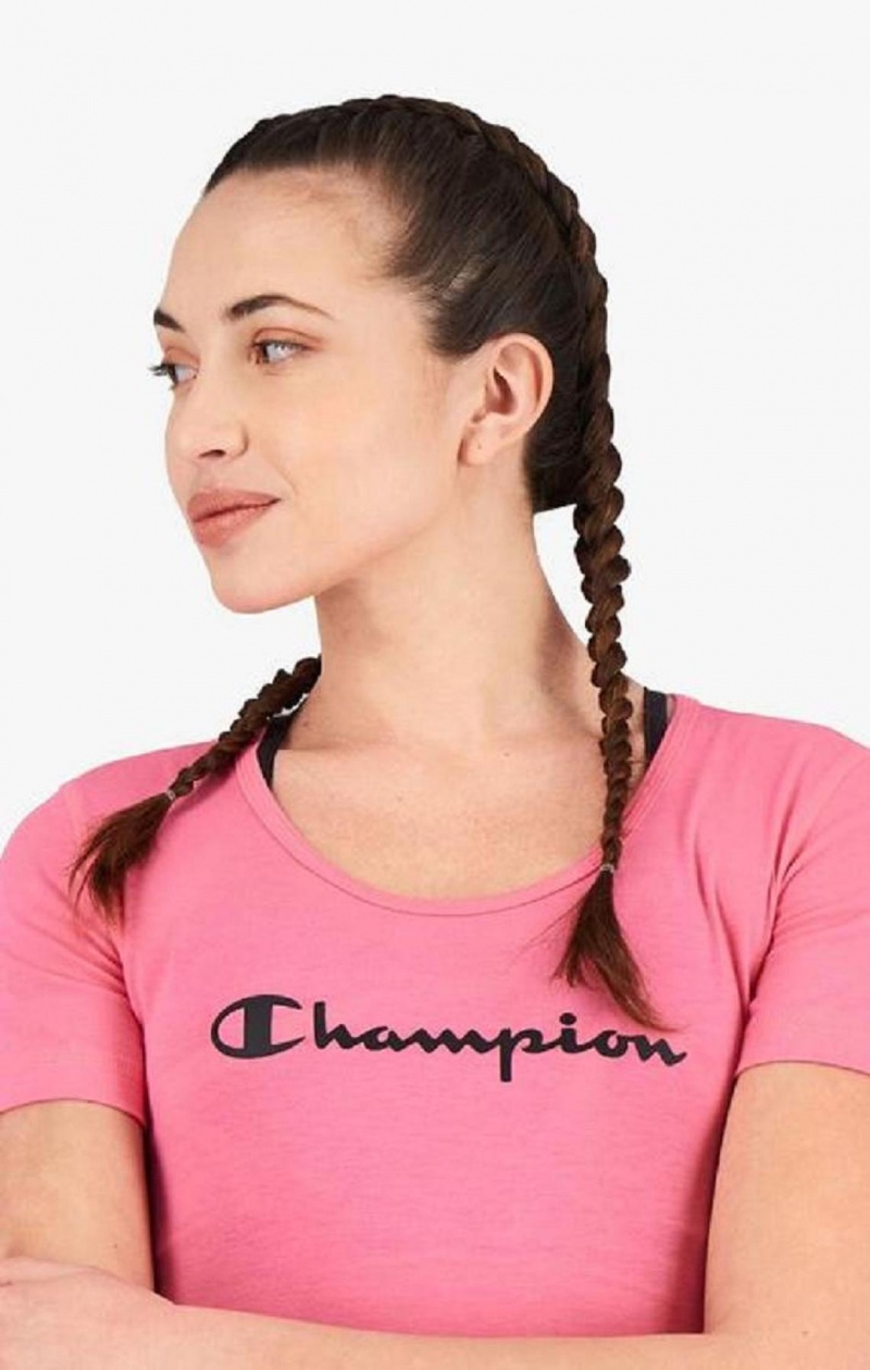 Champion Script Logo Quick Dry Trenings T-Shirt T-skjorte Dame Fuchsia | 1925-GBZYP