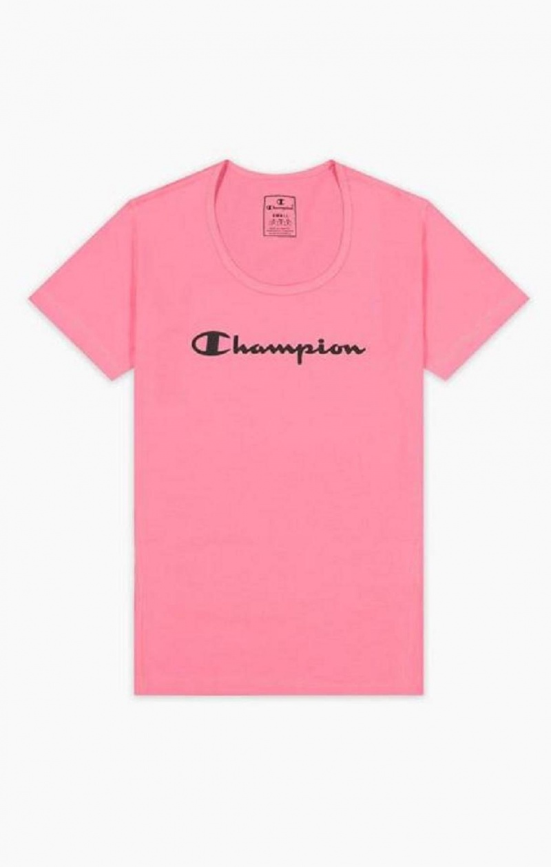 Champion Script Logo Quick Dry Trenings T-Shirt T-skjorte Dame Fuchsia | 1925-GBZYP