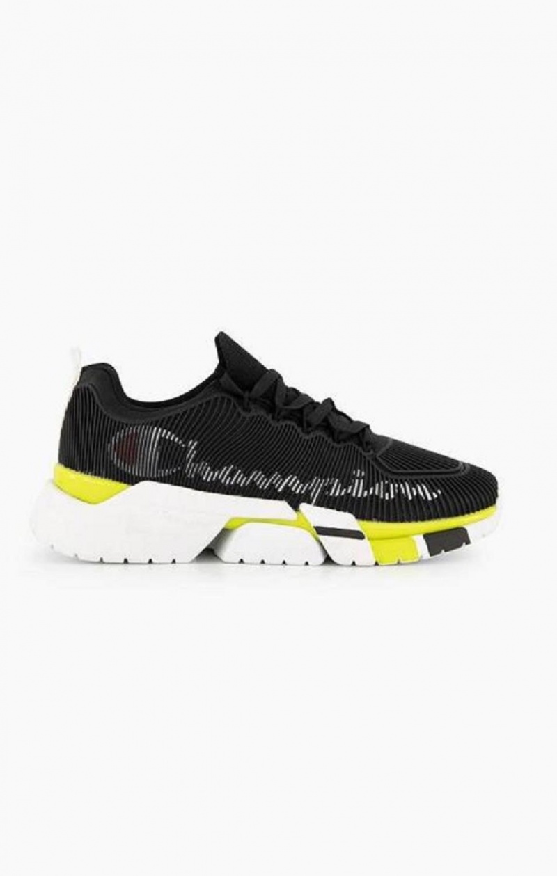 Champion Script Logo Recycled Mesh Trainers Joggesko Dame Svarte | 8543-ESZKT