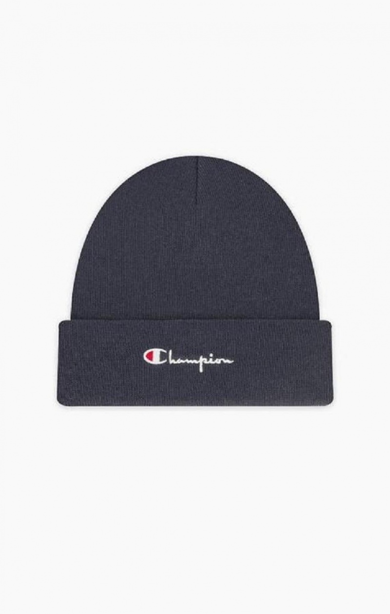 Champion Script Logo Recycled Yarn Beanie Hat Hatt Herre Mørke Turkis | 3042-ATOPD