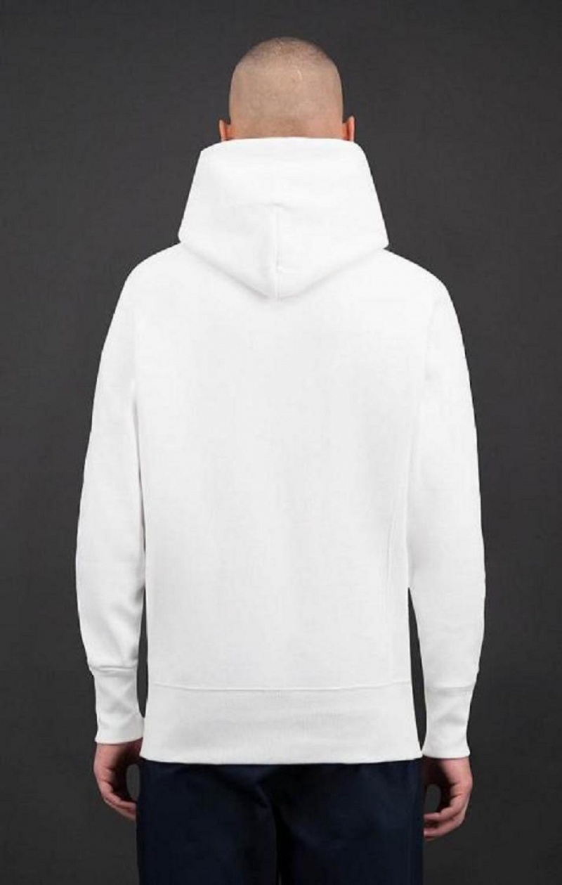 Champion Script Logo Reverse Weave Hoodie Hettegenser Herre Hvite | 7904-KBQIU