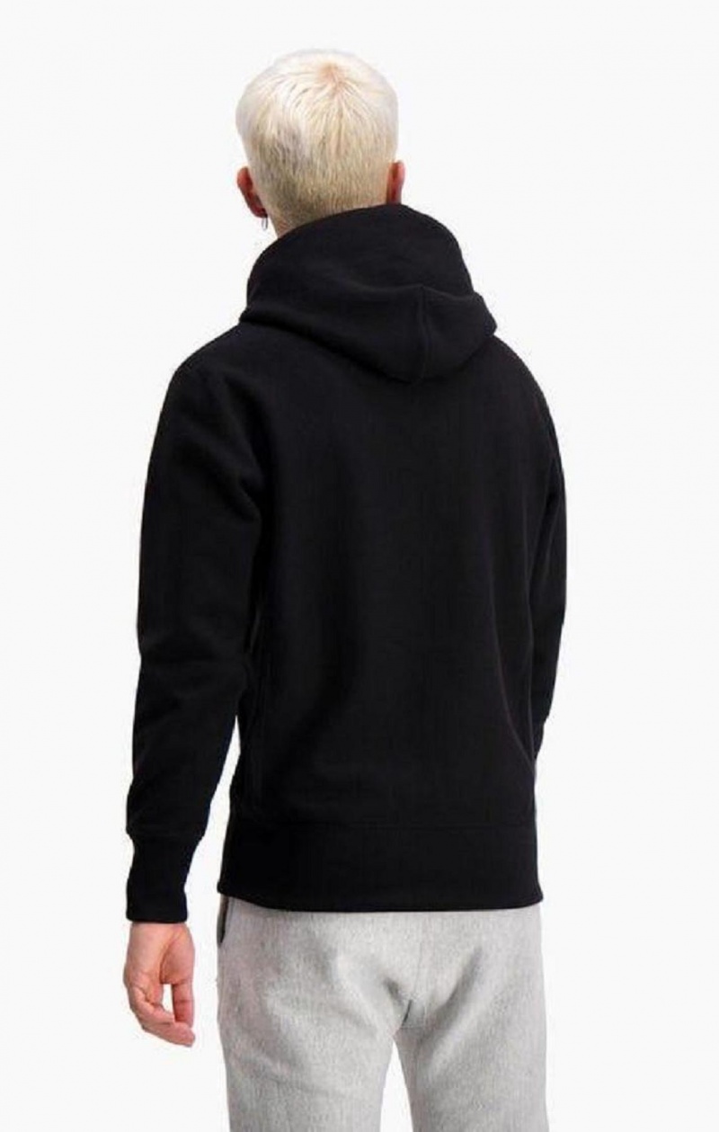 Champion Script Logo Reverse Weave Hoodie Hettegenser Herre Svarte | 0381-FZJKA