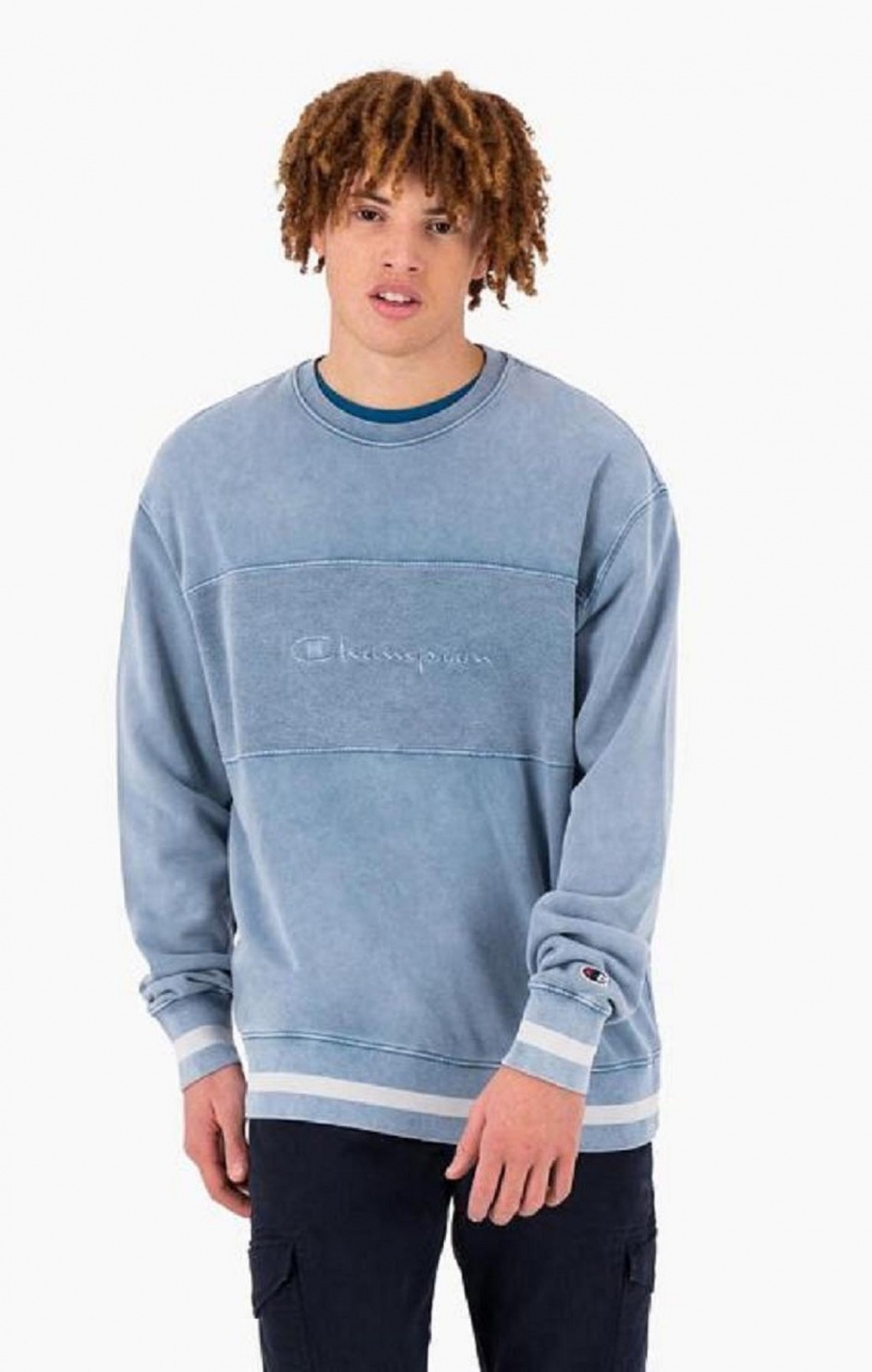 Champion Script Logo Reverse Weave Sweatshirt Gensere Herre Blå | 6918-FCTJR