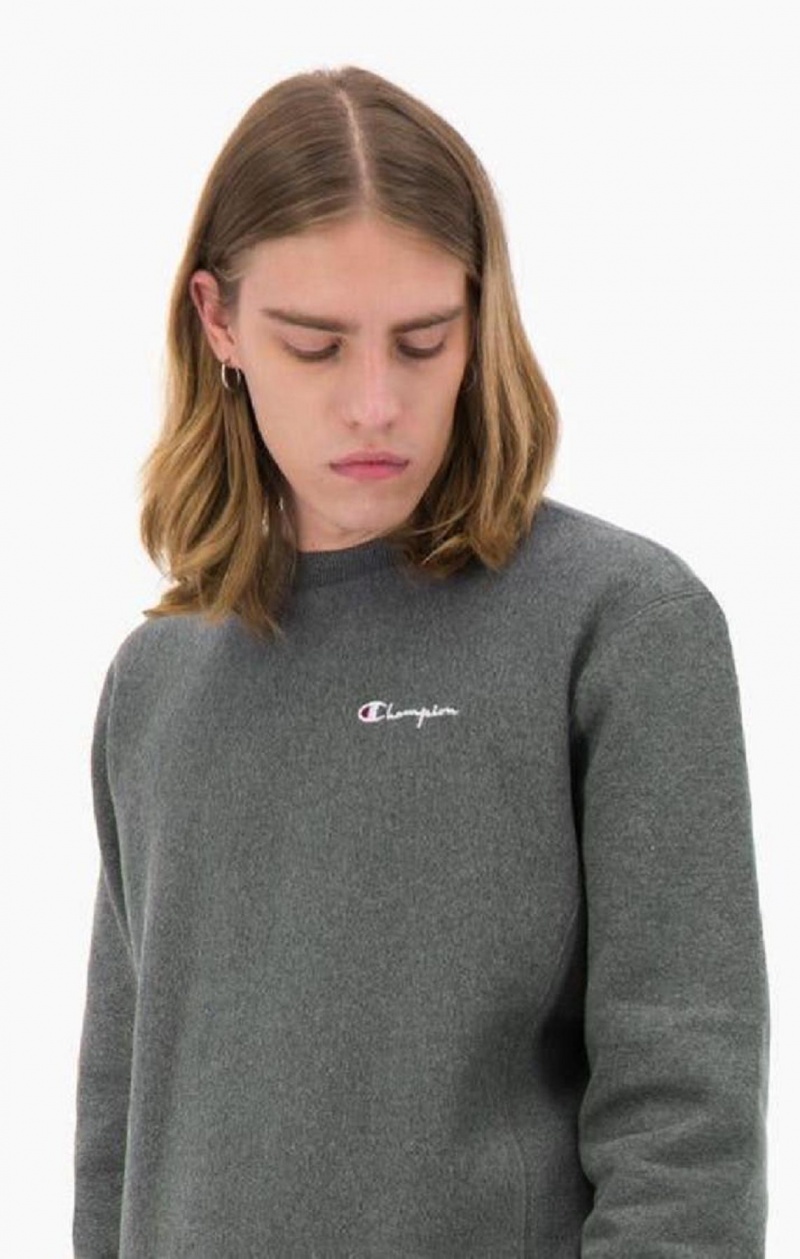 Champion Script Logo Reverse Weave Sweatshirt Gensere Herre Mørke Grå | 6182-EHKOM