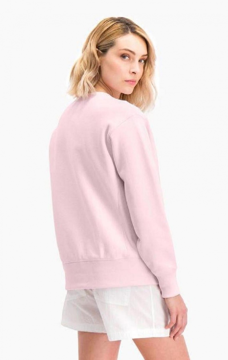 Champion Script Logo Reverse Weave Sweatshirt Gensere Dame Rosa | 5487-KONSU