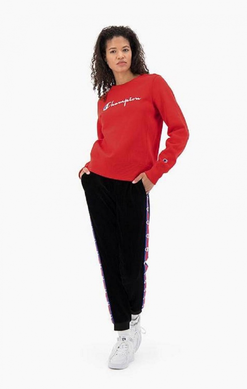 Champion Script Logo Reverse Weave Sweatshirt Gensere Dame Rød | 4812-RVPDT