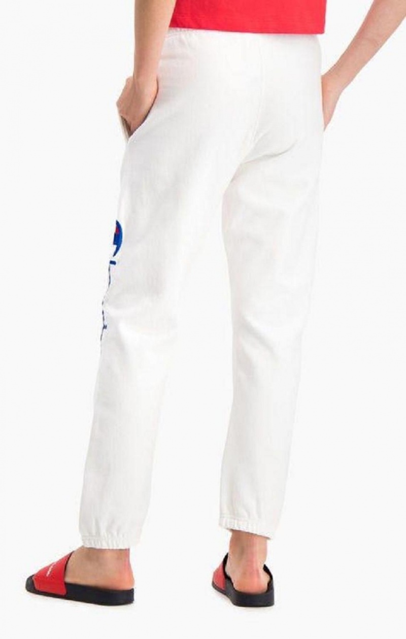 Champion Script Logo Stretch Reverse Weave Joggers Joggebukse Dame Hvite | 7536-SOBWF