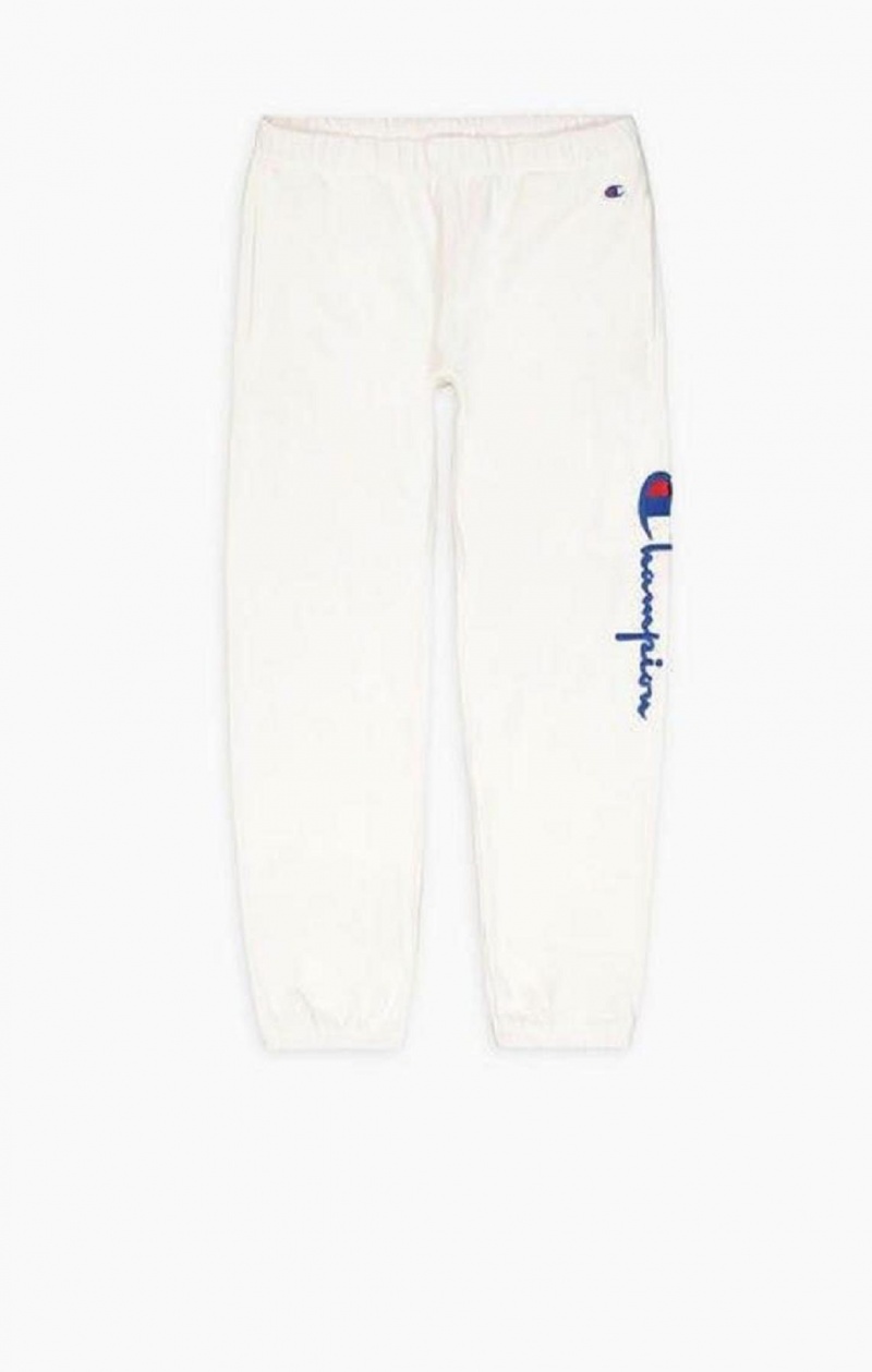 Champion Script Logo Stretch Reverse Weave Joggers Joggebukse Dame Hvite | 7536-SOBWF