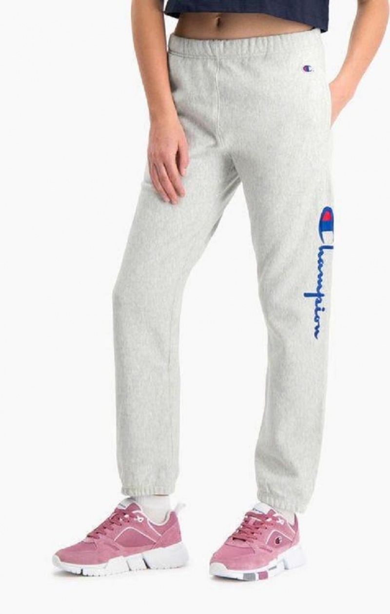 Champion Script Logo Stretch Reverse Weave Joggers Joggebukse Dame Hvite | 7536-SOBWF