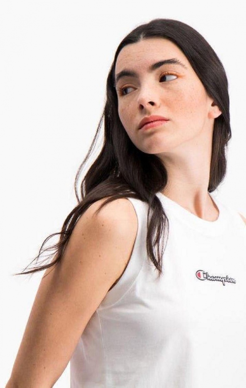 Champion Script Logo Tank Top T-skjorte Dame Hvite | 7596-VYTXE