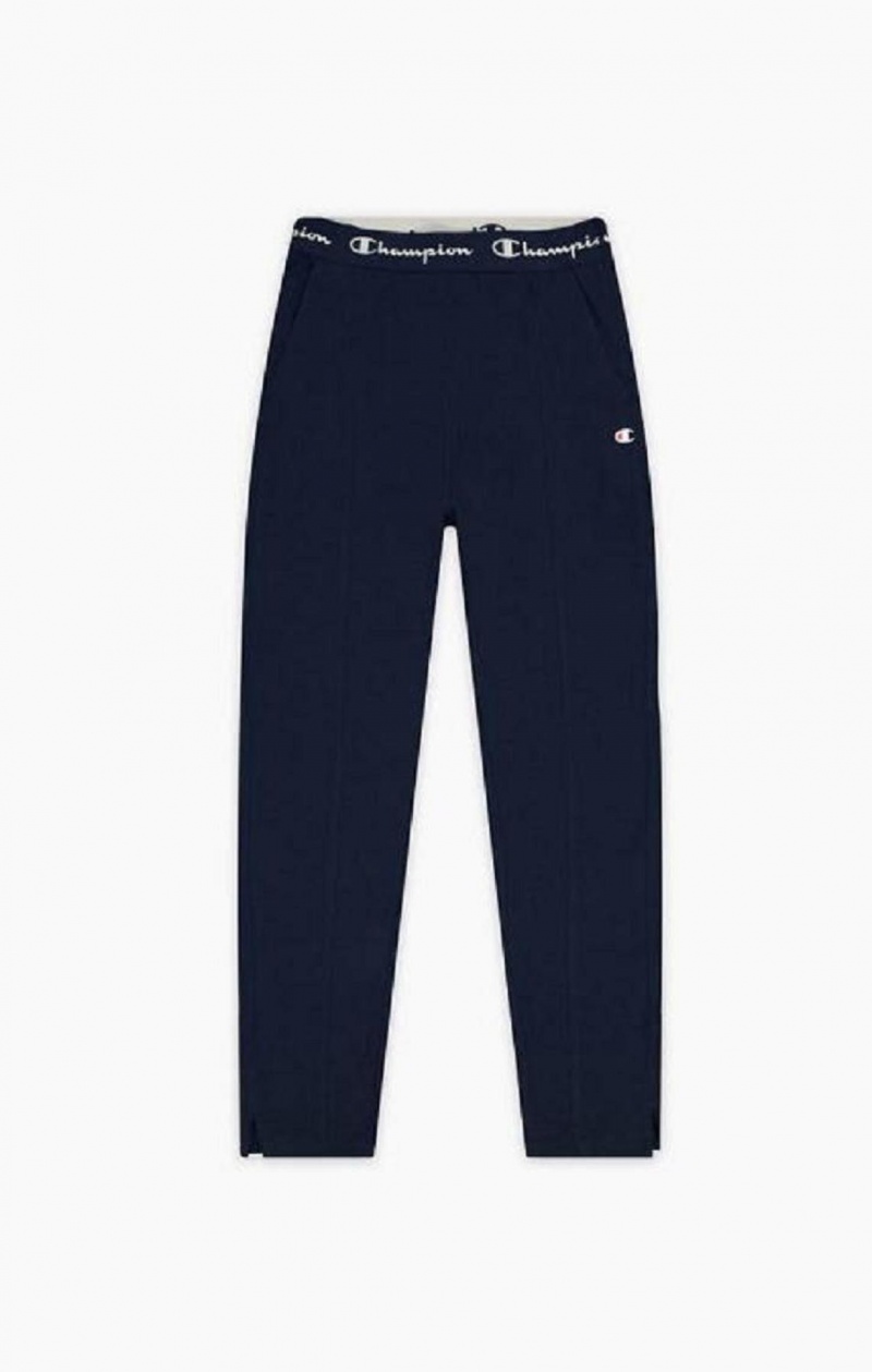 Champion Script Logo Waistband Front Seam Leggings Joggebukse Dame Mørke Blå | 6750-XVMLJ