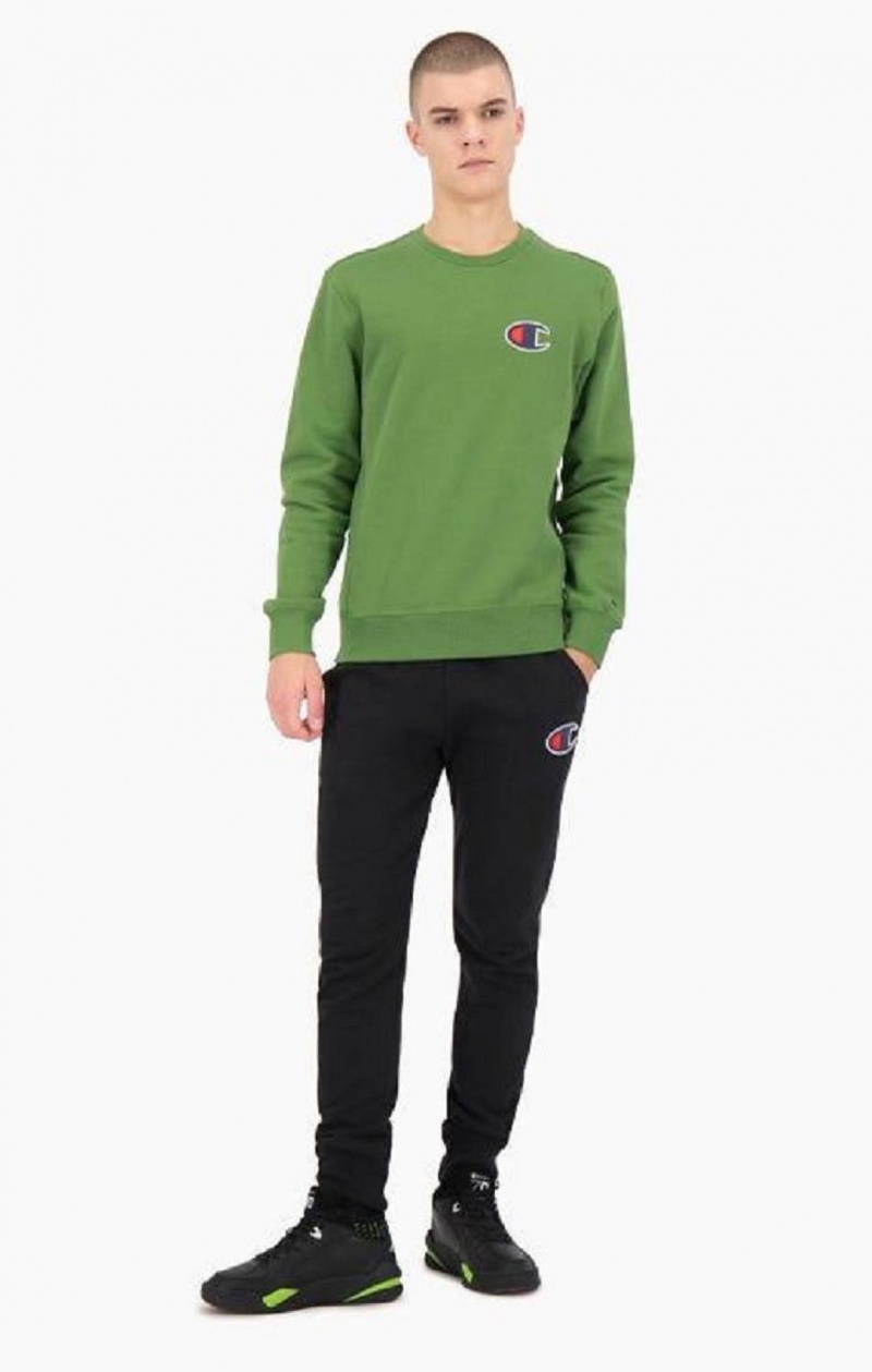 Champion Semsket Skinn C Logo Bomull Terry Sweatshirt Gensere Herre Grønn | 5638-IVCLU