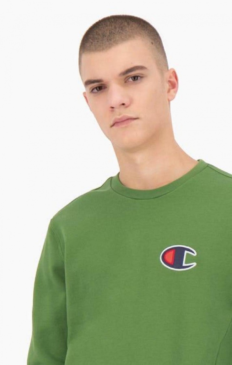 Champion Semsket Skinn C Logo Bomull Terry Sweatshirt Gensere Herre Grønn | 5638-IVCLU