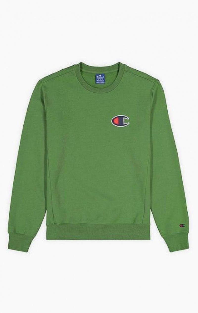 Champion Semsket Skinn C Logo Bomull Terry Sweatshirt Gensere Herre Grønn | 5638-IVCLU