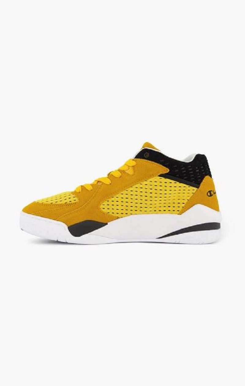 Champion Semsket Skinn and Mesh Zone Mid Trainers Joggesko Herre Gull | 8196-FSNTL