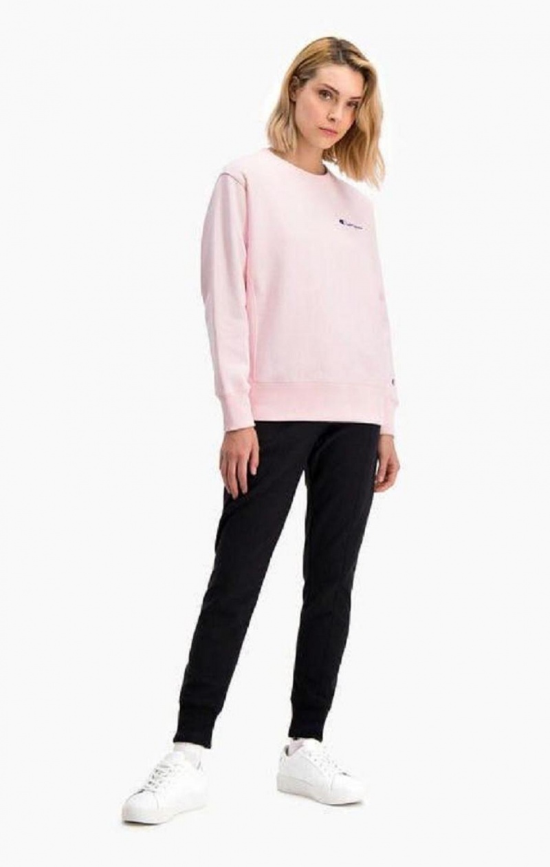 Champion Small Script Logo Reverse Weave Sweatshirt Gensere Dame Rosa | 6480-JUAKN