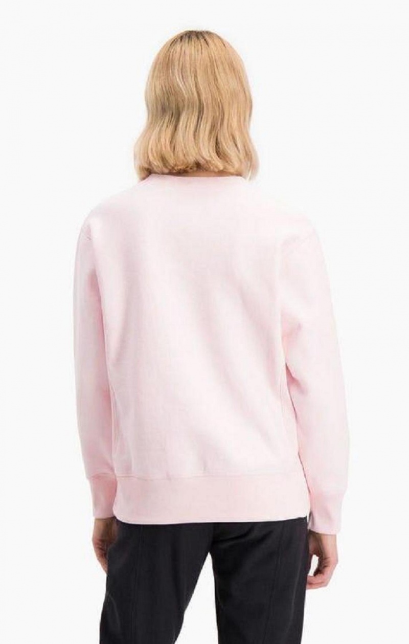 Champion Small Script Logo Reverse Weave Sweatshirt Gensere Dame Rosa | 6480-JUAKN