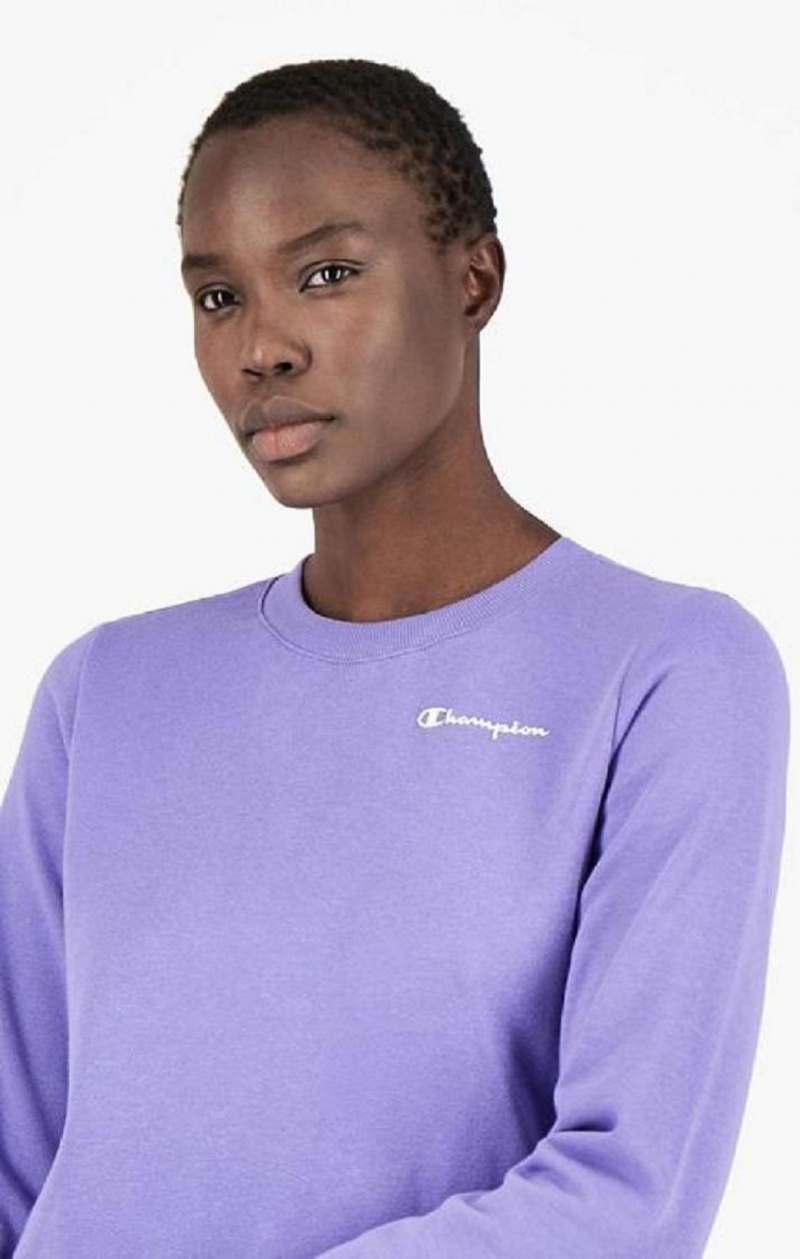 Champion Small Script Logo Spring Bomull Terry Sweatshirt Gensere Dame Lilla Olivengrønne | 7514-GNHXV