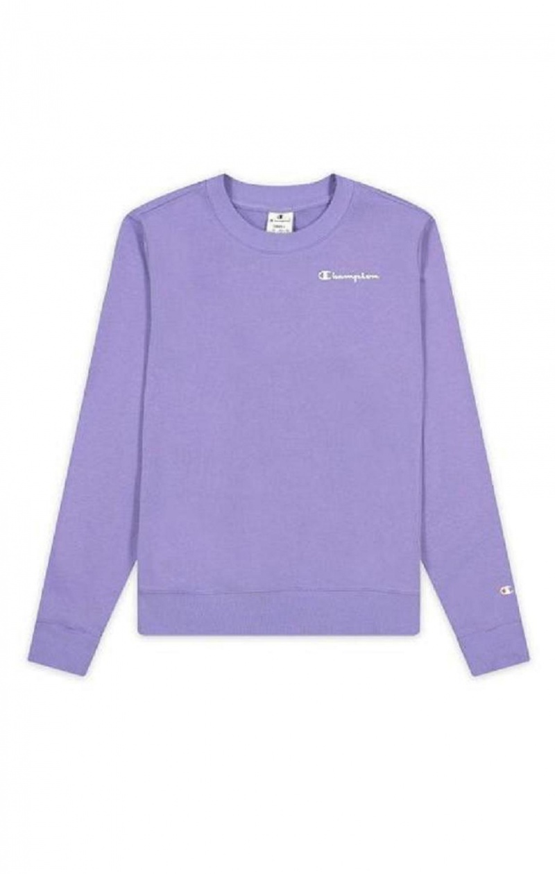 Champion Small Script Logo Spring Bomull Terry Sweatshirt Gensere Dame Lilla Olivengrønne | 7514-GNHXV