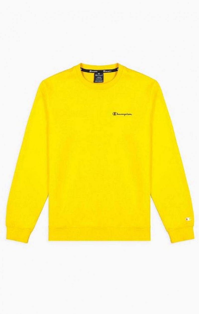 Champion Small Script Logo Sweatshirt Gensere Herre Gul | 6240-HEATO