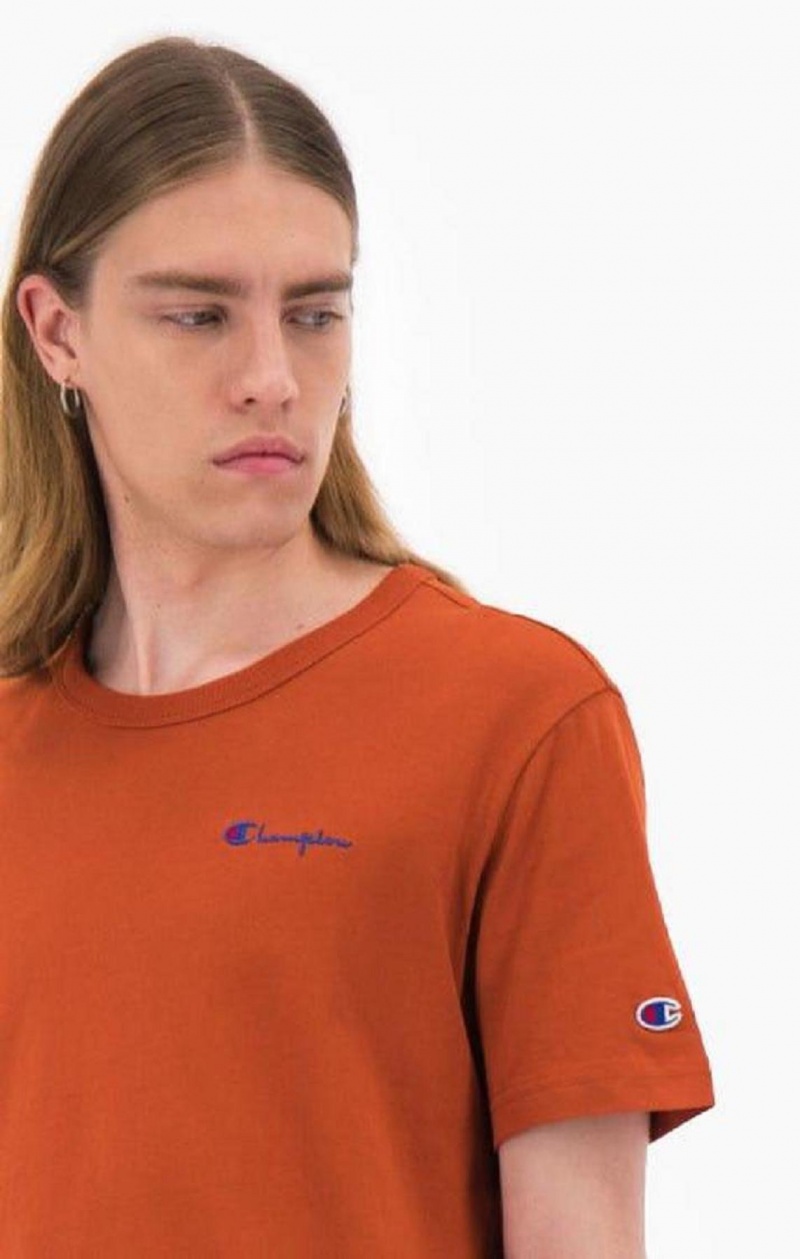 Champion Small Script Logo T-Shirt T-skjorte Herre Brune | 4951-MHFSV