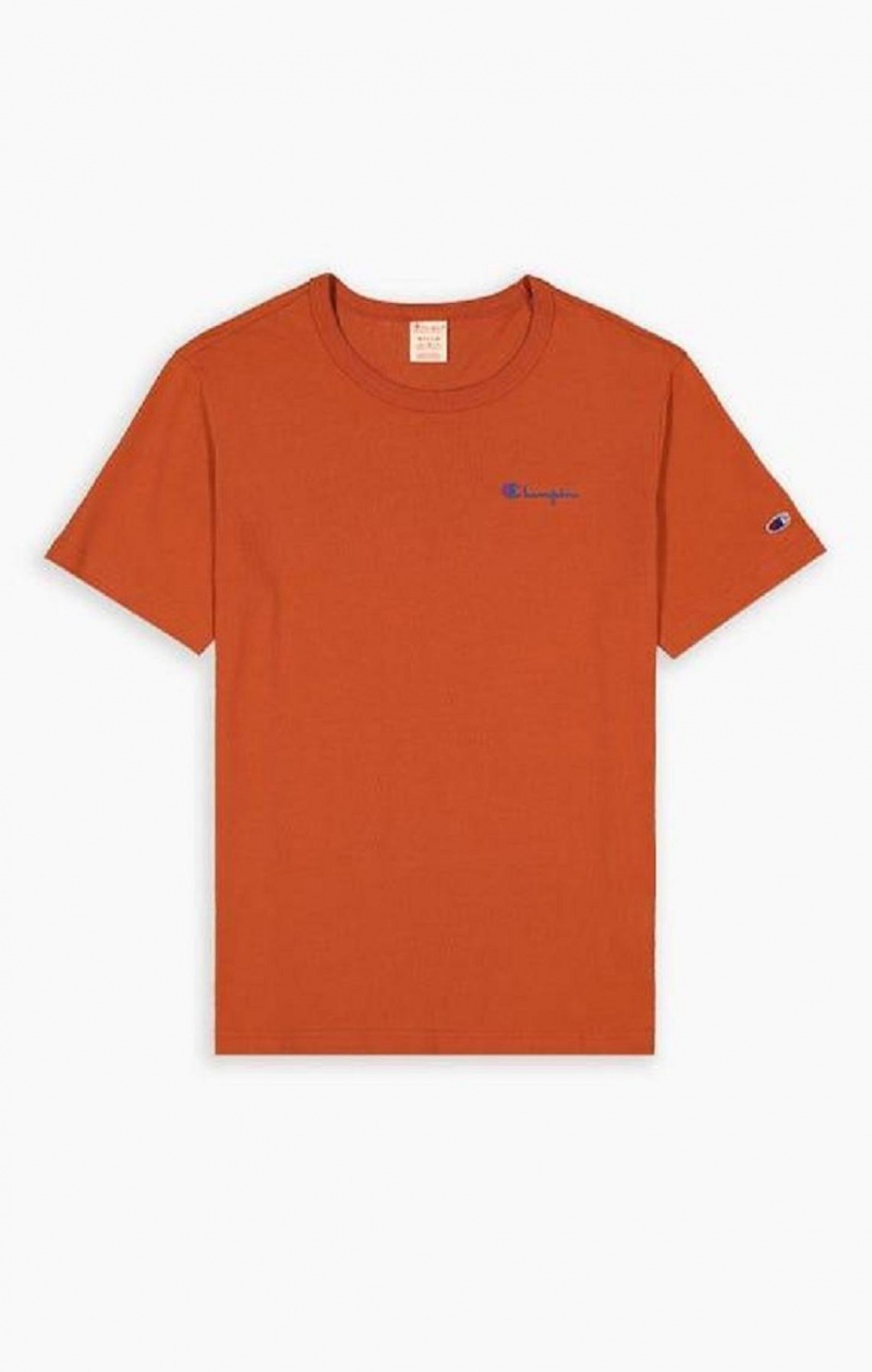 Champion Small Script Logo T-Shirt T-skjorte Herre Brune | 4951-MHFSV