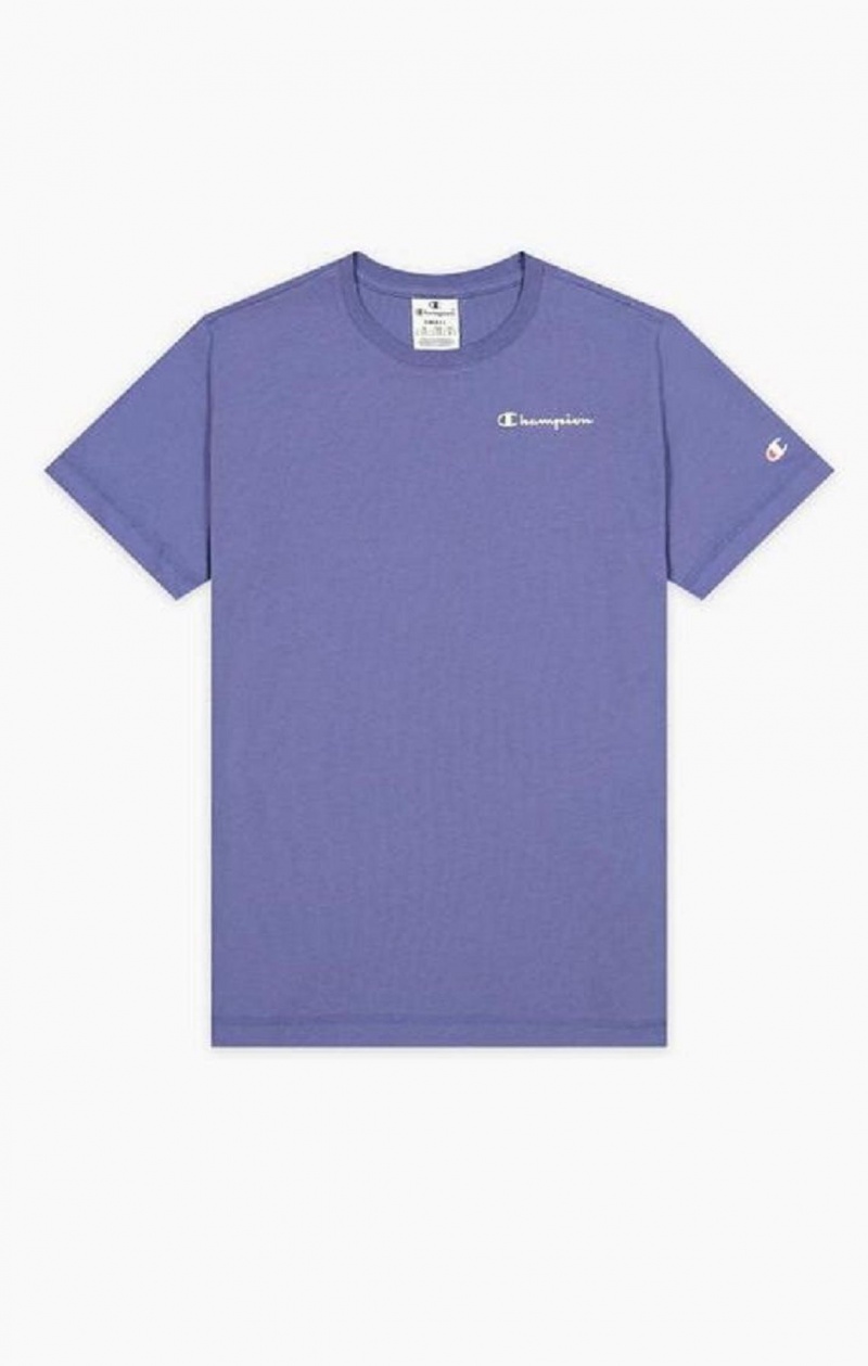 Champion Small Script Logo T-Shirt T-skjorte Dame Turkis Blå | 1590-IHJOC