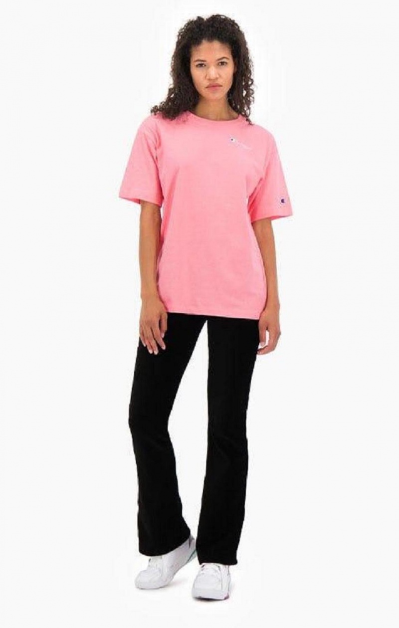 Champion Small Script Logo T-Shirt T-skjorte Dame Rosa | 2547-QIUBH