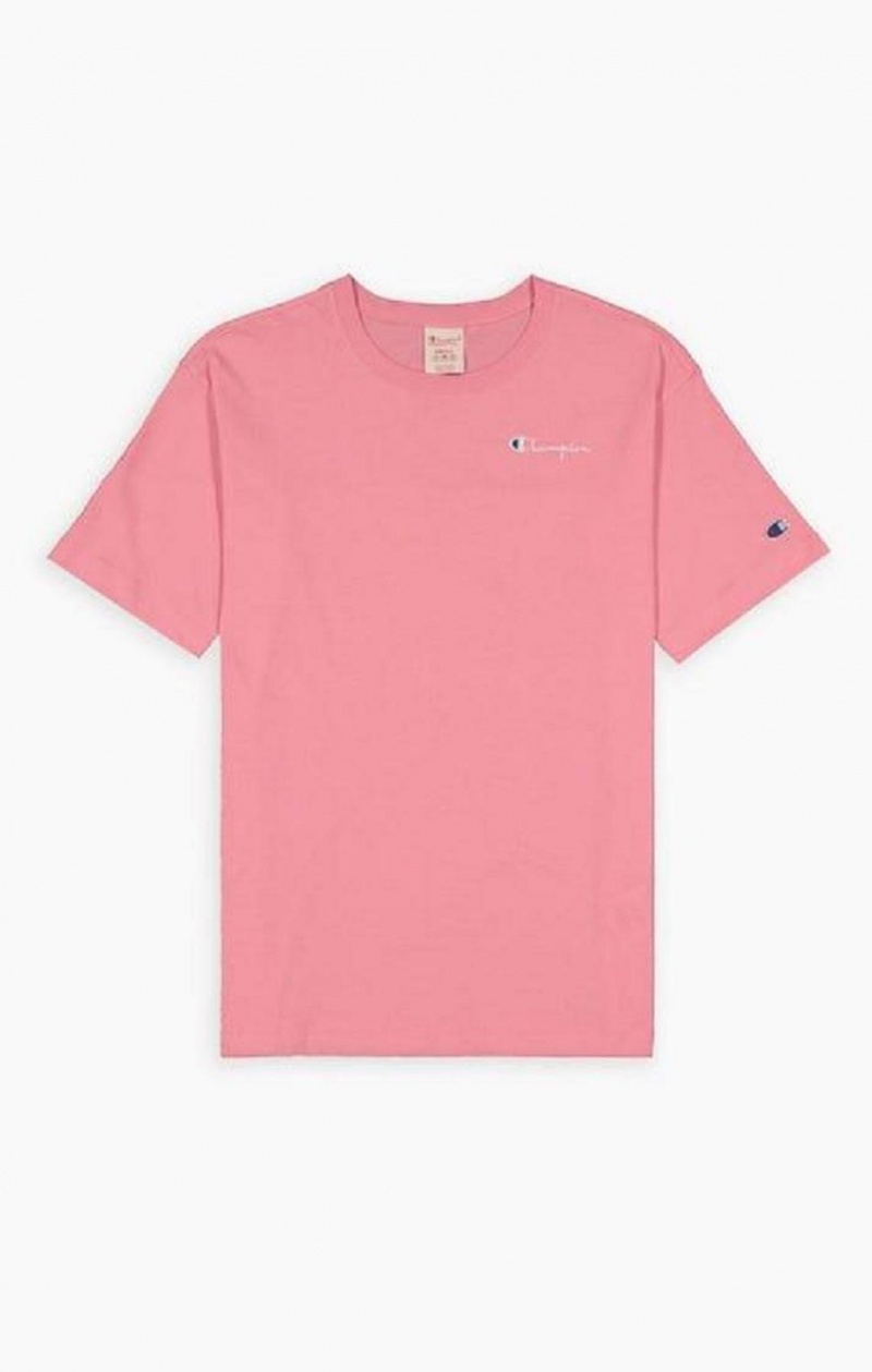 Champion Small Script Logo T-Shirt T-skjorte Dame Rosa | 2547-QIUBH