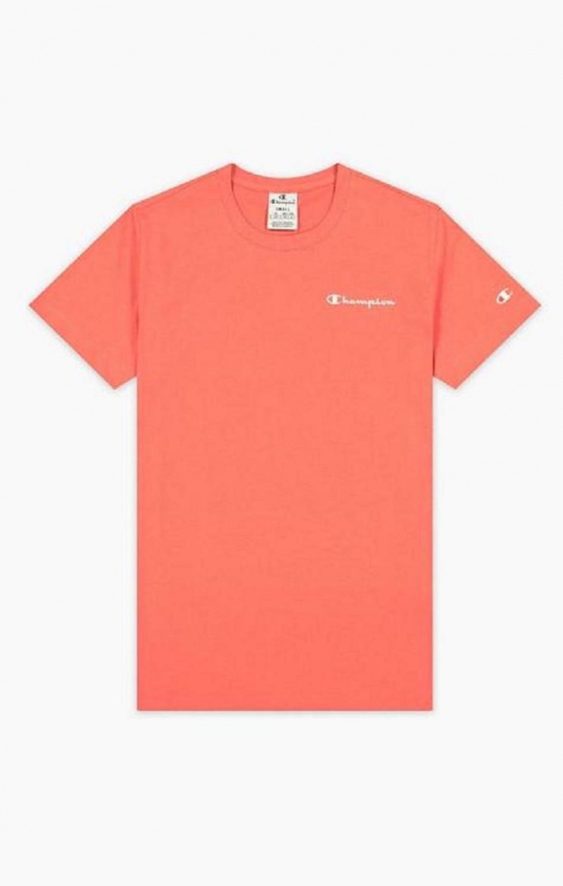 Champion Small Script Logo T-Shirt T-skjorte Dame Korall | 8942-MELSF