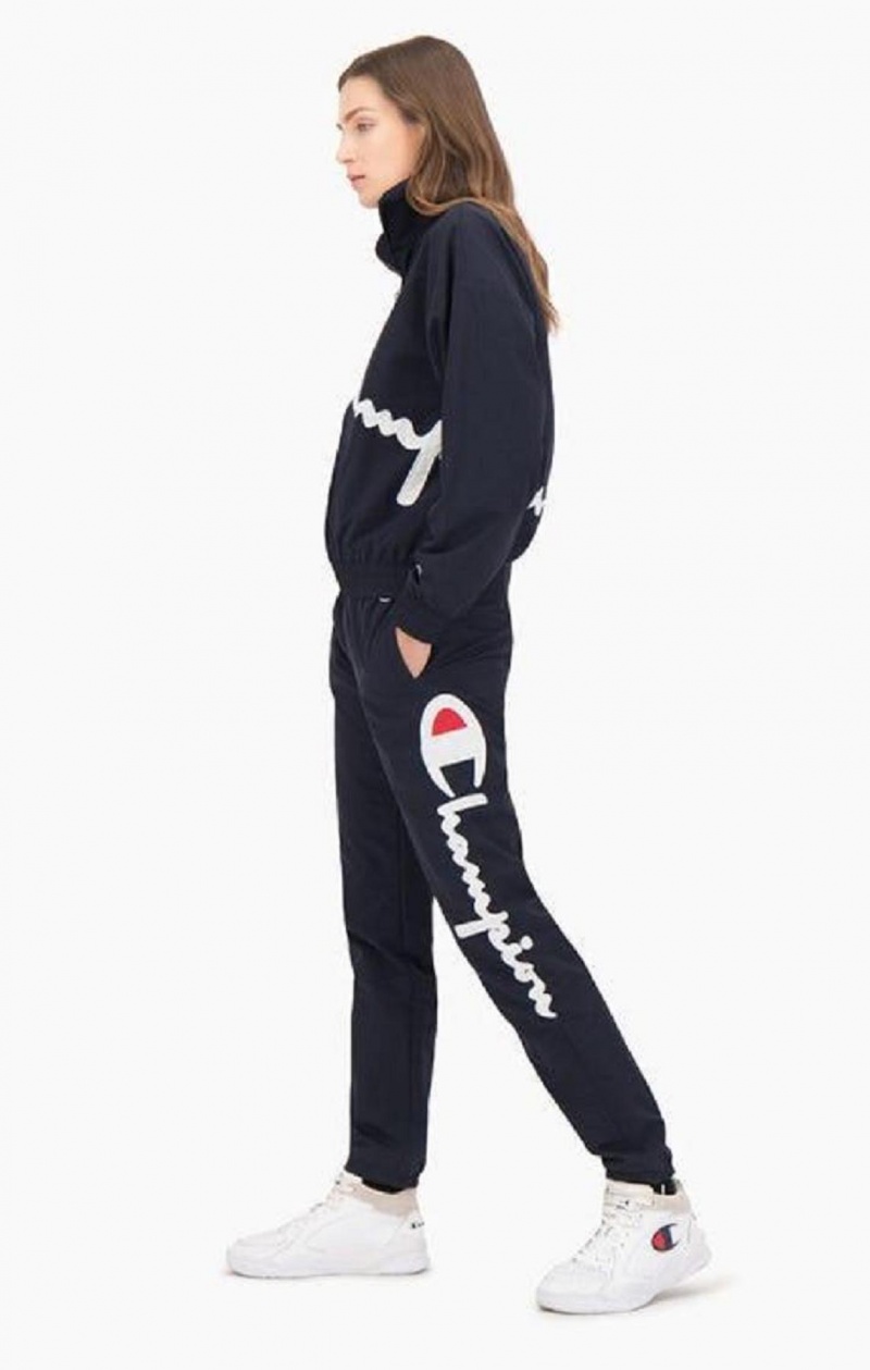 Champion Statement Script Logo Leg Track Pants Joggebukse Dame Mørke Blå | 0249-UOPDS