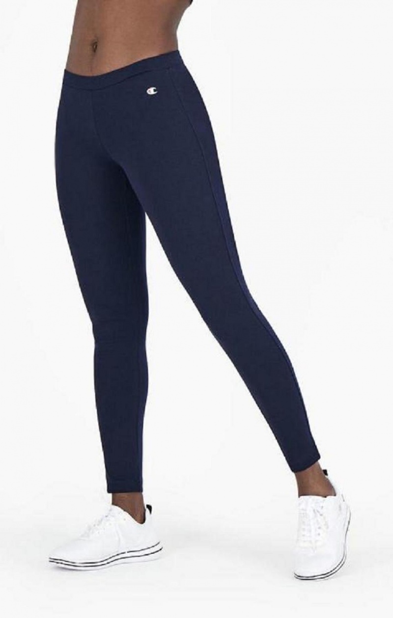 Champion Stretch Bomull Terry Leggings Joggebukse Dame Mørke Blå | 8391-QEOIS