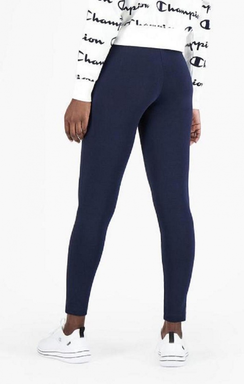 Champion Stretch Bomull Terry Leggings Joggebukse Dame Mørke Blå | 8391-QEOIS