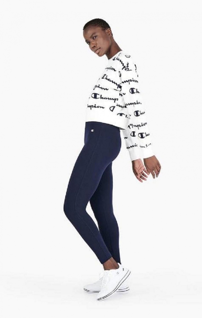 Champion Stretch Bomull Terry Leggings Joggebukse Dame Mørke Blå | 8391-QEOIS