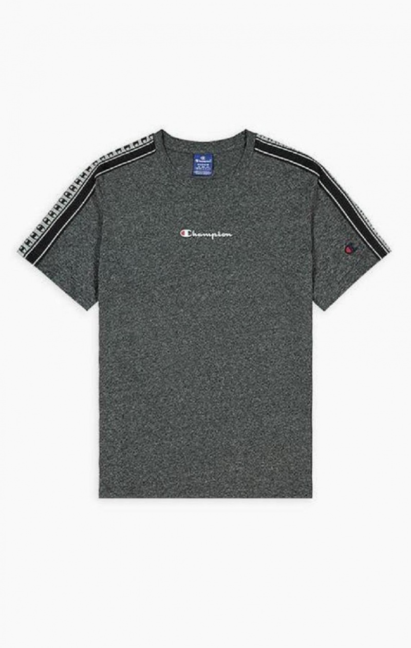 Champion Stripe C Logo Tape Sleeve T-Shirt T-skjorte Herre Mørke Grå | 9124-ZFTYW