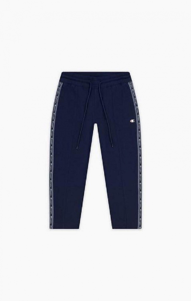 Champion Stripete Jacquard Logo Tape Joggers Joggebukse Dame Mørke Blå | 6507-BIOQN