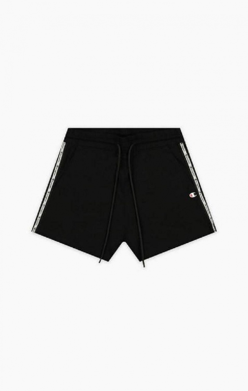 Champion Stripete Jacquard Logo Tape Shorts Shorts Dame Svarte | 9162-CEHND