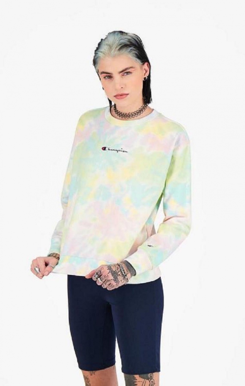 Champion Tie Dye Digital Print Sweatshirt Gensere Dame Korall | 0328-QKUPN