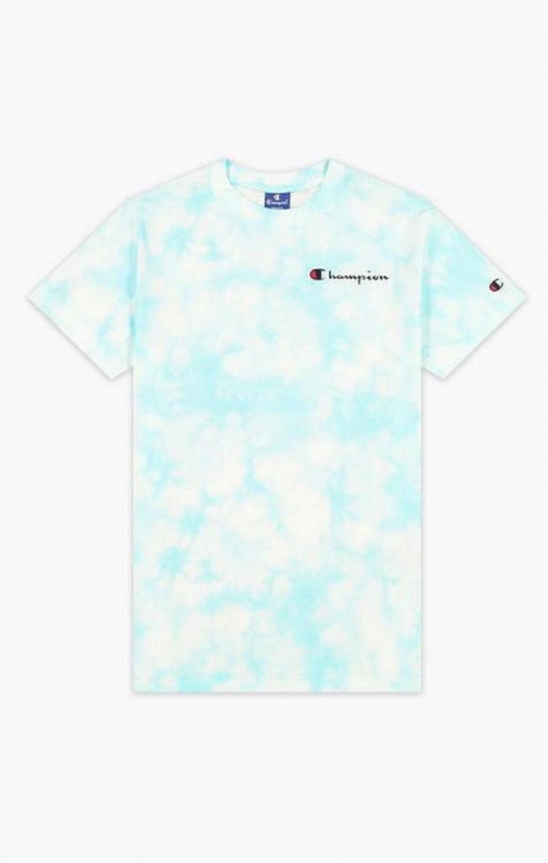 Champion Tie Dye Digital Print T-Shirt T-skjorte Dame Lyse Blå | 9615-VYCWJ