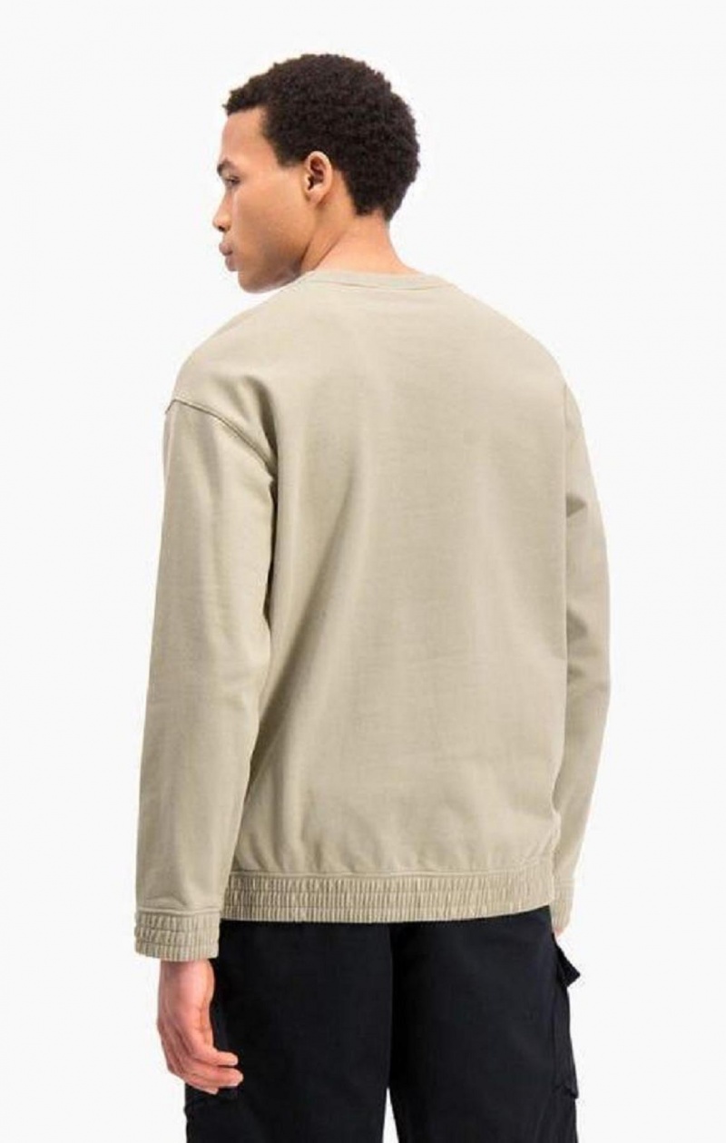 Champion Triple Script Logo Cargo Pocket Sweatshirt Gensere Herre Beige | 1539-PLXKF