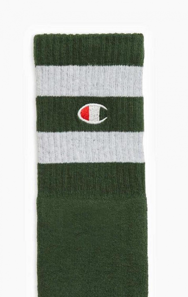 Champion Tube Stripe Crew Socks Sokker Dame Grønn | 0396-IBKJH