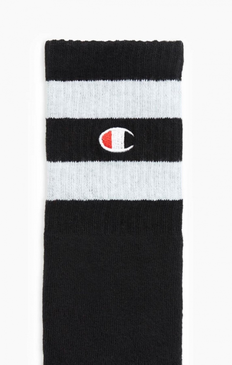 Champion Tube Stripe Crew Socks Sokker Dame Svarte | 9104-EFCAH